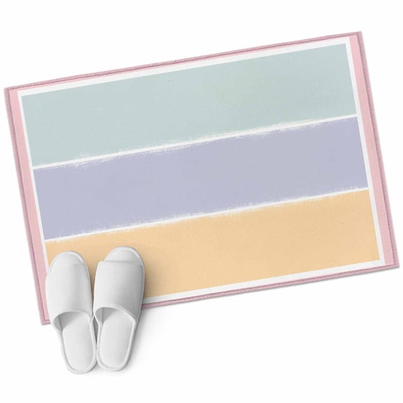 Bathroom Rugs 2x3 Ft, Green Purple Yellow Non Slip Area Rugs for Kitchen Bedroom Entryway, Colorful Blocks Abstract Striped Washable Carpet Runner Rug Floor Mats for Bedroom Home Decor