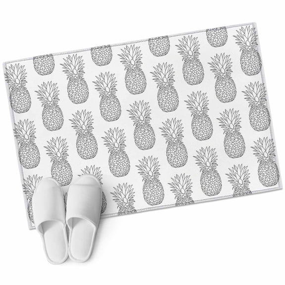 Bathroom Rugs 2x3 Ft, Grey Pineapples Non Slip Area Rugs for Kitchen Bedroom Entryway, Summer Tropical Fruits Modern Washable Carpet Runner Rug Floor Mats for Bedroom Home Decor