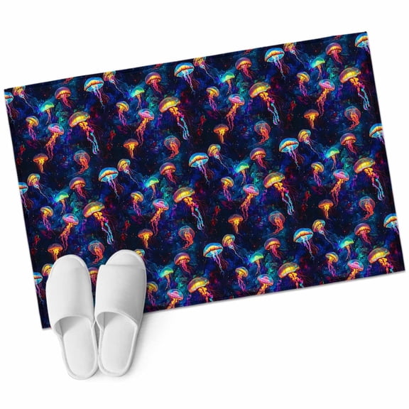Bathroom Rugs 2x3 Ft, Jellyfish Non Slip Area Rugs for Kitchen Bedroom Entryway, Rainbow Ocean Coastal Animal Dream Starry Sky Washable Carpet Runner Rug Floor Mats for Bedroom Home Decor
