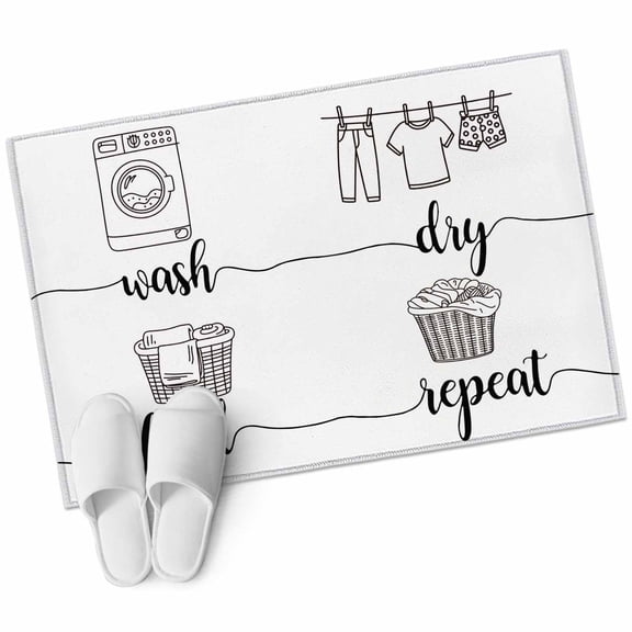 Bathroom Rugs 2x3 Ft, Laundry Room Non Slip Area Rugs for Kitchen Bedroom Entryway, Cartoon Wash Dry Fold Repeat Simple Lines Art Washable Carpet Runner Rug Floor Mats for Bedroom Home Decor