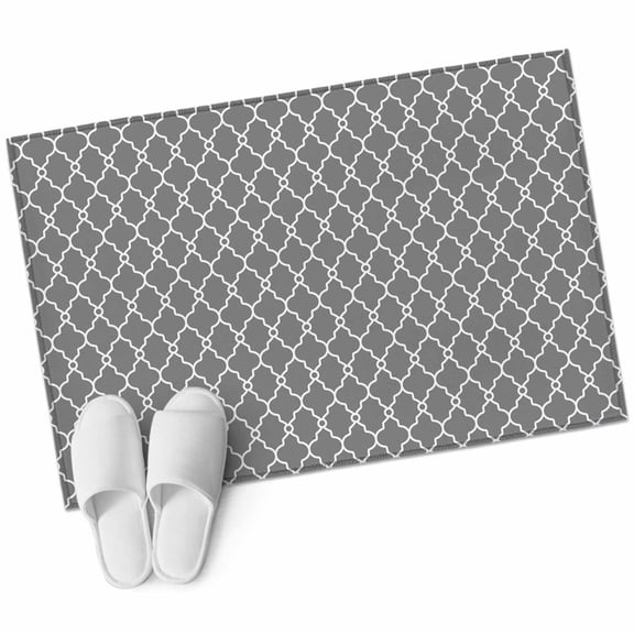 Bathroom Rugs 2x3 Ft, Modern Geometric Grey Non Slip Area Rugs for Kitchen Bedroom Entryway, Abstract Classic Moroccan Minimalist Washable Carpet Runner Rug Floor Mats for Bedroom Home Decor