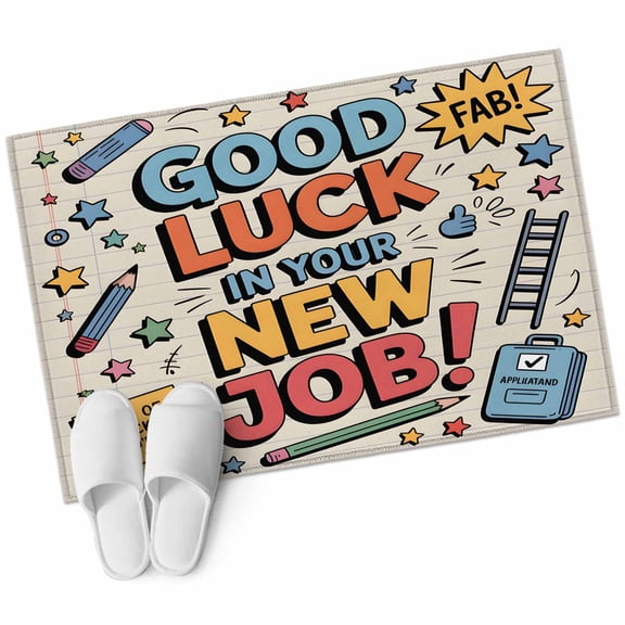 Bathroom Rugs 2x3 Ft, Orange Blue Words Non Slip Area Rugs for Kitchen Bedroom Entryway, Funny Words Cartoon Luck Washable Carpet Runner Rug Floor Mats for Bedroom Home Decor