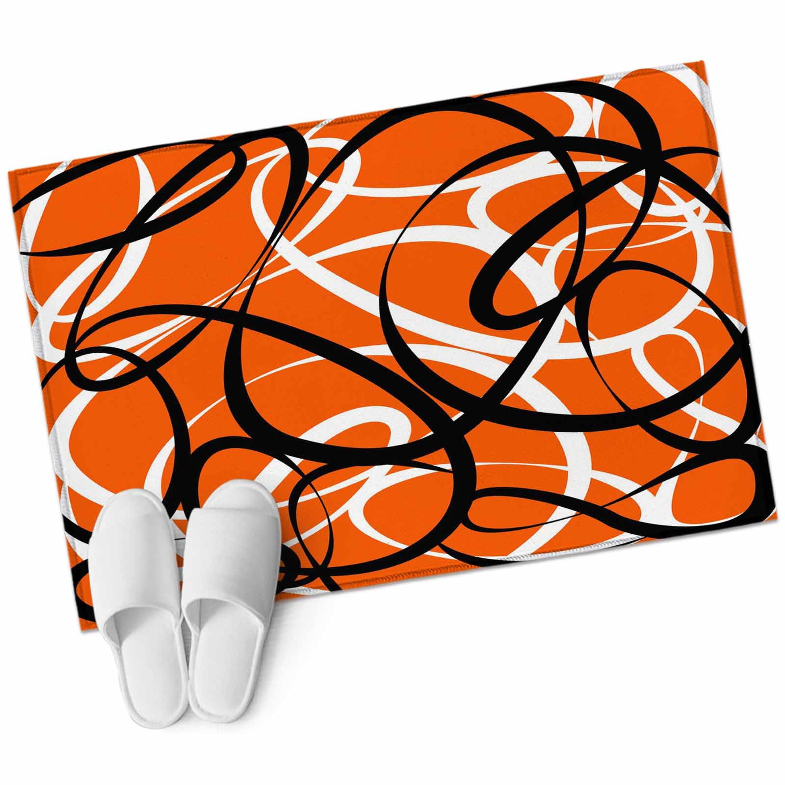 Bathroom Rugs 2x3 Ft, Orange Geometric Non Slip Area Rugs for Kitchen ...