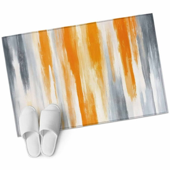 Bathroom Rugs 2x3 Ft, Orange Gray Non Slip Area Rugs for Kitchen ...