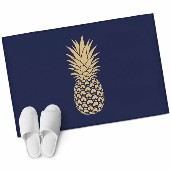 Bathroom Rugs 2x3 Ft, Pineapple Non Slip Area Rugs for Kitchen Bedroom Entryway, Gold Yellow Navy Blue Tropical Fruit Summer Washable Carpet Runner Rug Floor Mats for Bedroom Home Decor