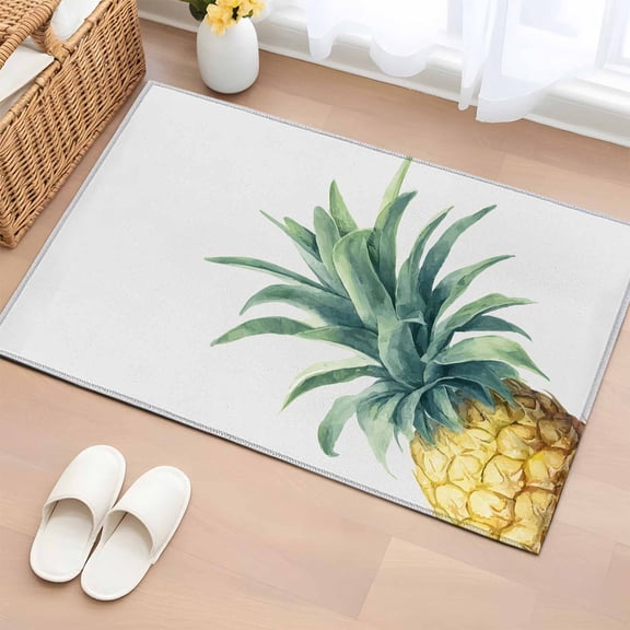 Bathroom Rugs 2x3 Ft, Pineapple Non Slip Area Rugs for Kitchen Bedroom Entryway, Summer Botanical Watercolor Washable Carpet Runner Rug Floor Mats for Bedroom Home Decor