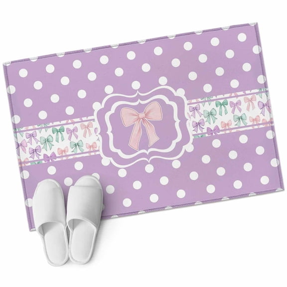 Bathroom Rugs 2x3 Ft, Pink Bow Non Slip Area Rugs for Kitchen Bedroom Entryway, Modern Cartoon Cute Funny Dots Striped Washable Carpet Runner Rug Floor Mats for Bedroom Home Decor
