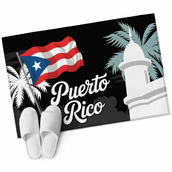 Bathroom Rugs 2x3 Ft, Puerto Rico Flag Non Slip Area Rugs for Kitchen Bedroom Entryway, Modern Art Palm Tree American Flags Washable Carpet Runner Rug Floor Mats for Bedroom Home Decor