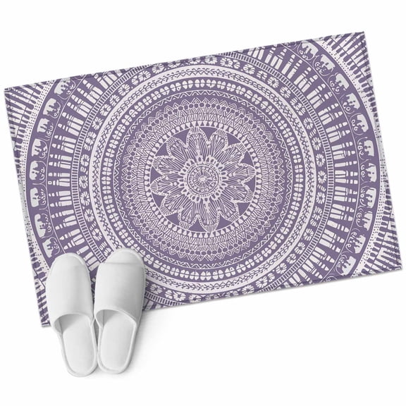 Bathroom Rugs 2x3 Ft, Purple Boho Non Slip Area Rugs for Kitchen Bedroom Entryway, Mantoro Flower Modern Abstract Bohemian Floral Washable Carpet Runner Rug Floor Mats for Bedroom Home Decor