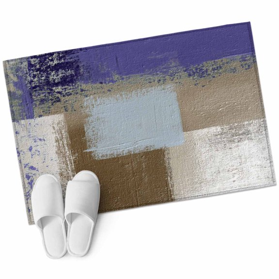 Bathroom Rugs 2x3 Ft, Purple Brown Non Slip Area Rugs for Kitchen Bedroom Entryway, Blue White Paint Mottled Painting Texture Washable Carpet Runner Rug Floor Mats for Bedroom Home Decor