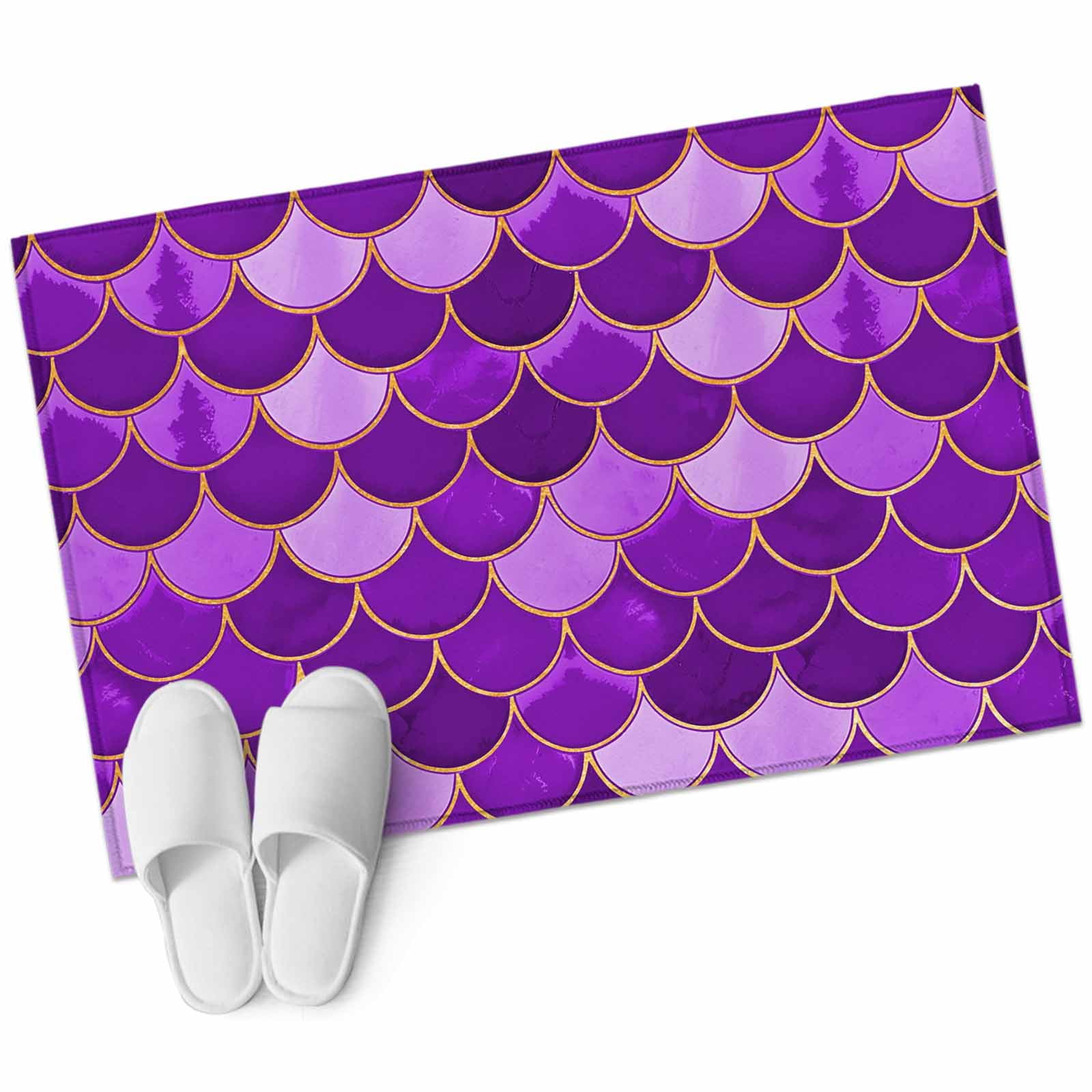 Bathroom Rugs 2x3 Ft, Purple Fish Scale Non Slip Area Rugs for Kitchen ...