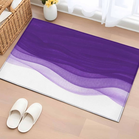 Bathroom Rugs 2x3 Ft, Purple Waves Non Slip Area Rugs for Kitchen Bedroom Entryway, Ombre Abstract Art Gradient Modern Washable Carpet Runner Rug Floor Mats for Bedroom Home Decor