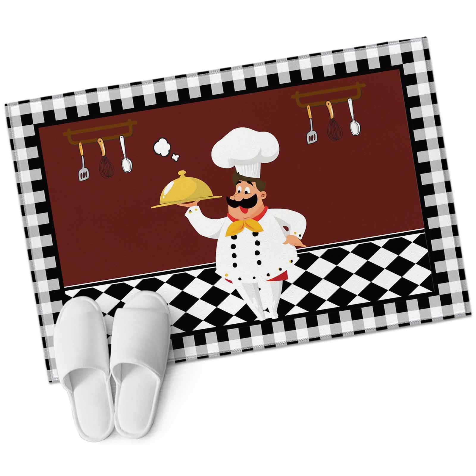Bathroom Rugs 2x3 Ft, Red Kitchen Chef Non Slip Area Rugs for Kitchen ...