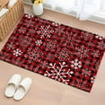 thumbnail image 1 of Bathroom Rugs 2x3 Ft, Red Snowflake Christmas Non Slip Area Rugs for Kitchen Bedroom Entryway, Black Plaid Xmas Winter Abstract Art Washable Carpet Runner Rug Floor Mats for Bedroom Home Decor, 1 of 9