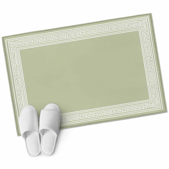 Bathroom Rugs 2x3 Ft, Sage Green Greek Key Non Slip Area Rugs for Kitchen Bedroom Entryway, Geometric Greece Ancient Farmhouse Geo Washable Carpet Runner Rug Floor Mats for Bedroom Home Decor