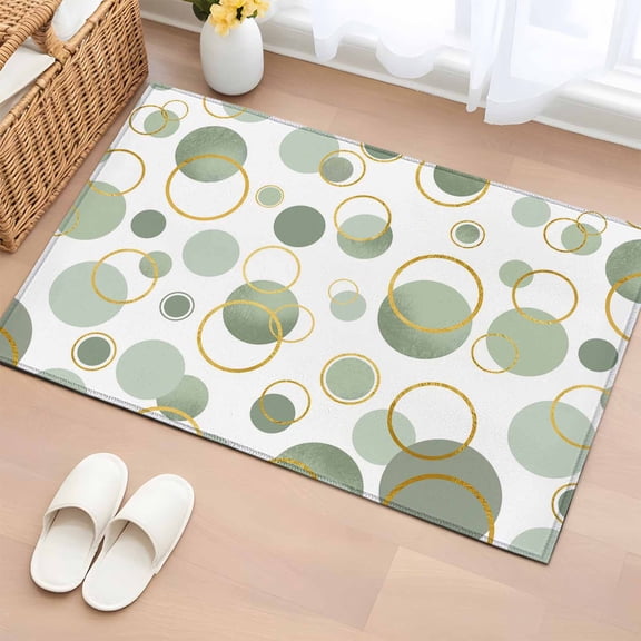Bathroom Rugs 2x3 Ft, Sage Green Polka Dots Non Slip Area Rugs for Kitchen Bedroom Entryway, Modern Abstract Art Washable Carpet Runner Rug Floor Mats for Bedroom Home Decor Geometric