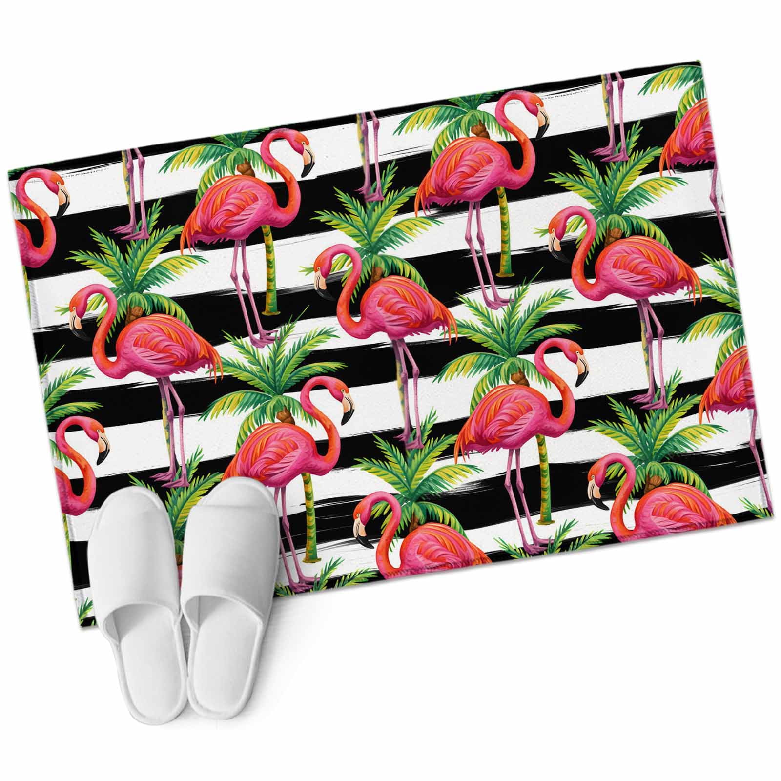 Bathroom Rugs 2x3 Ft, Striped Flamingo Non Slip Area Rugs for Kitchen ...