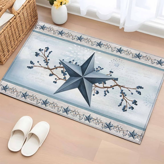 Bathroom Rugs 2x3 Ft, Texas Star Vintage Non Slip Area Rugs for Kitchen Bedroom Entryway, Navy Blue Washable Carpet Runner Rug Floor Mats for Bedroom Home Decor Farmhouse Berry