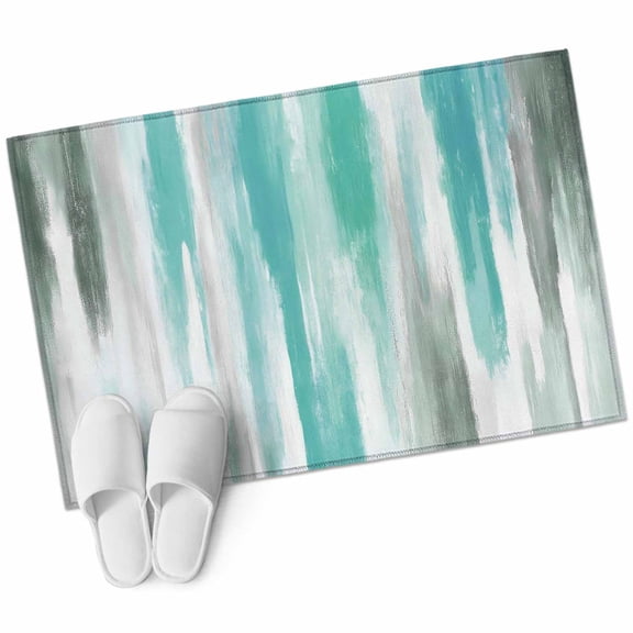 Bathroom Rugs 2x3 Ft, Turquoise Gray Non Slip Area Rugs for Kitchen Bedroom Entryway, Farmhouse Abstract Gradient Aesthetic Washable Carpet Runner Rug Floor Mats for Bedroom Home Decor