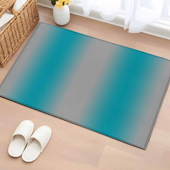 Bathroom Rugs 2x3 Ft, Turquoise Ombre Non Slip Area Rugs for Kitchen Bedroom Entryway, Grey Modern Art Farmhouse Washable Carpet Runner Rug Floor Mats for Bedroom Home Decor