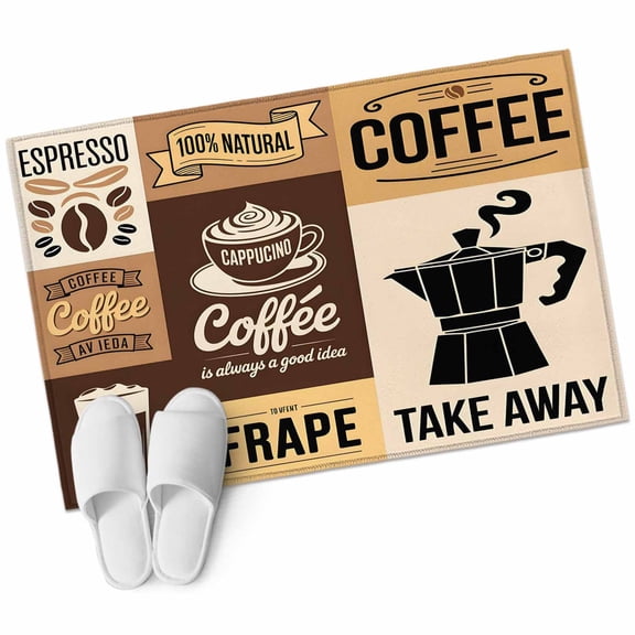 Bathroom Rugs 2x3 Ft, Vintage Coffee Non Slip Area Rugs for Kitchen Bedroom Entryway, Farmhouse Retro Art Coffee Beans Washable Carpet Runner Rug Floor Mats for Bedroom Home Decor