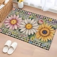 thumbnail image 1 of Bathroom Rugs 2x3 Ft, Vintage Daisy Floral Non Slip Area Rugs for Kitchen Bedroom Entryway, Spring Flowers Botanical Leaves Checkered Wooden Washable Carpet Runner Rug Floor Mats for Bedroom, 1 of 8