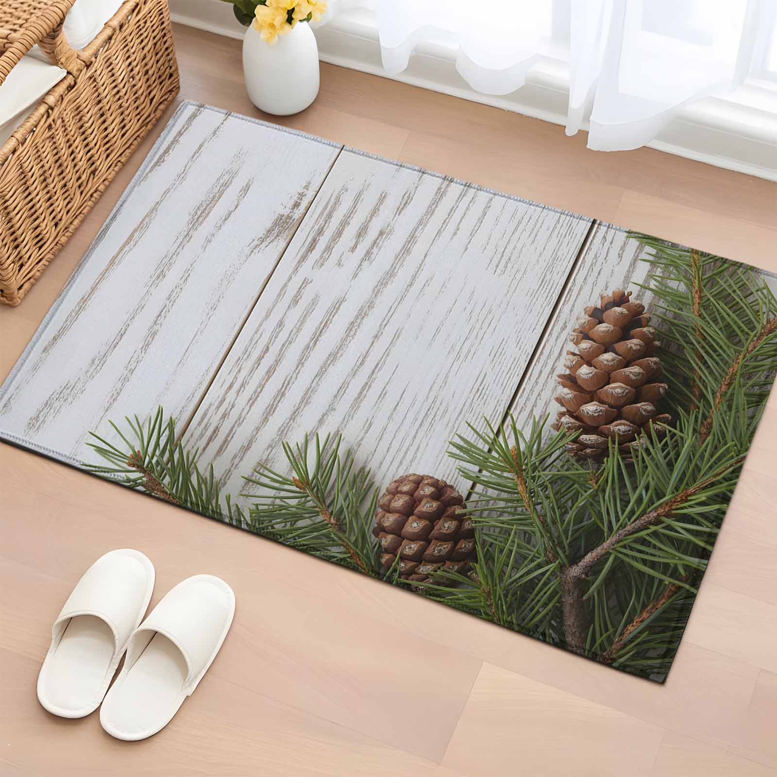 Pine Rugs Bathroom Rugs 2x3 Ft, Vintage Pine Cones Non Slip Area Rugs for Kitchen ...