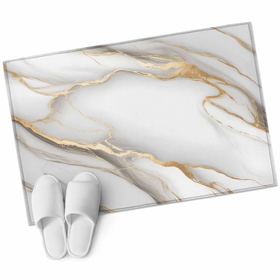 Bathroom Rugs 2x3 Ft, White Golden Marble Non Slip Area Rugs for ...