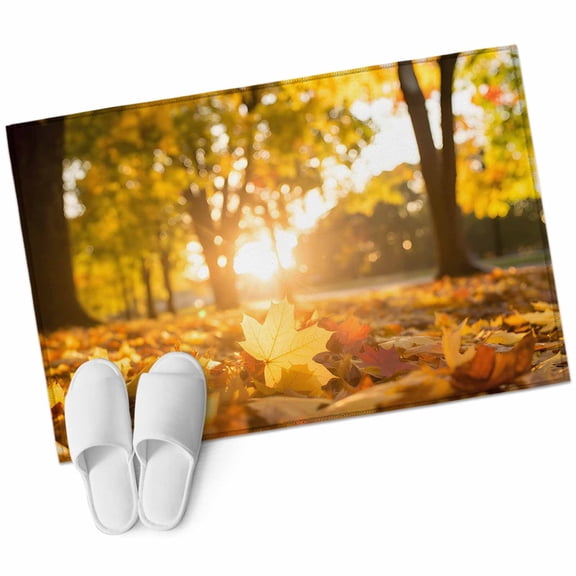 Bathroom Rugs 2x3 Ft, Yellow Fall Maple Non Slip Area Rugs for Kitchen Bedroom Entryway, Autumn Leaves Country Rustic Deciduous Washable Carpet Runner Rug Floor Mats for Bedroom Home Decor