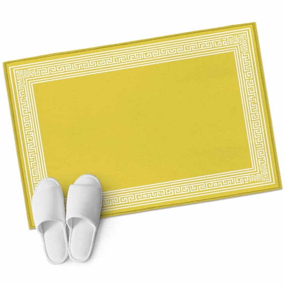 Bathroom Rugs 2x3 Ft, Yellow Greek Key Non Slip Area Rugs for Kitchen Bedroom Entryway, Geometric Greece Ancient Farmhouse Geo Washable Carpet Runner Rug Floor Mats for Bedroom Home Decor