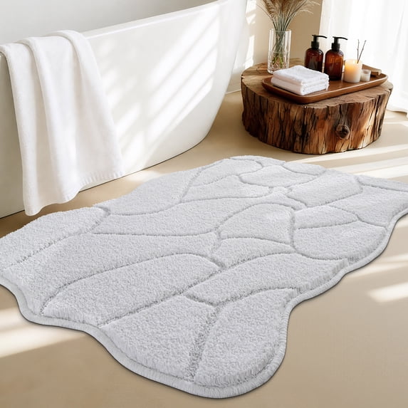Bsicpro Bath Mat, Non-Slip Backing, Extra Soft Absorbent Shower Bath Carpet for Bathroom Floor,32"x20",White