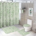 thumbnail image 1 of Bathroom Rugs 4 Piece with Shower Curtain Sets, Sage Green Leaf Stripe Pattern Printed on Cute Shower Curtain Sets with Rugs, Designed for Farmhouse Boho Contemporary Bathrooms, 72 x 72 inches, 1 of 8