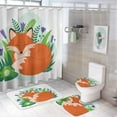thumbnail image 1 of Bathroom Rugs 4 Piece with Shower Curtain Sets, Sage Green Leaf Stripe Pattern Printed on Cute Shower Curtain Sets with Rugs, Designed for Farmhouse Boho Contemporary Bathrooms, 72 x 72 inches, 1 of 8