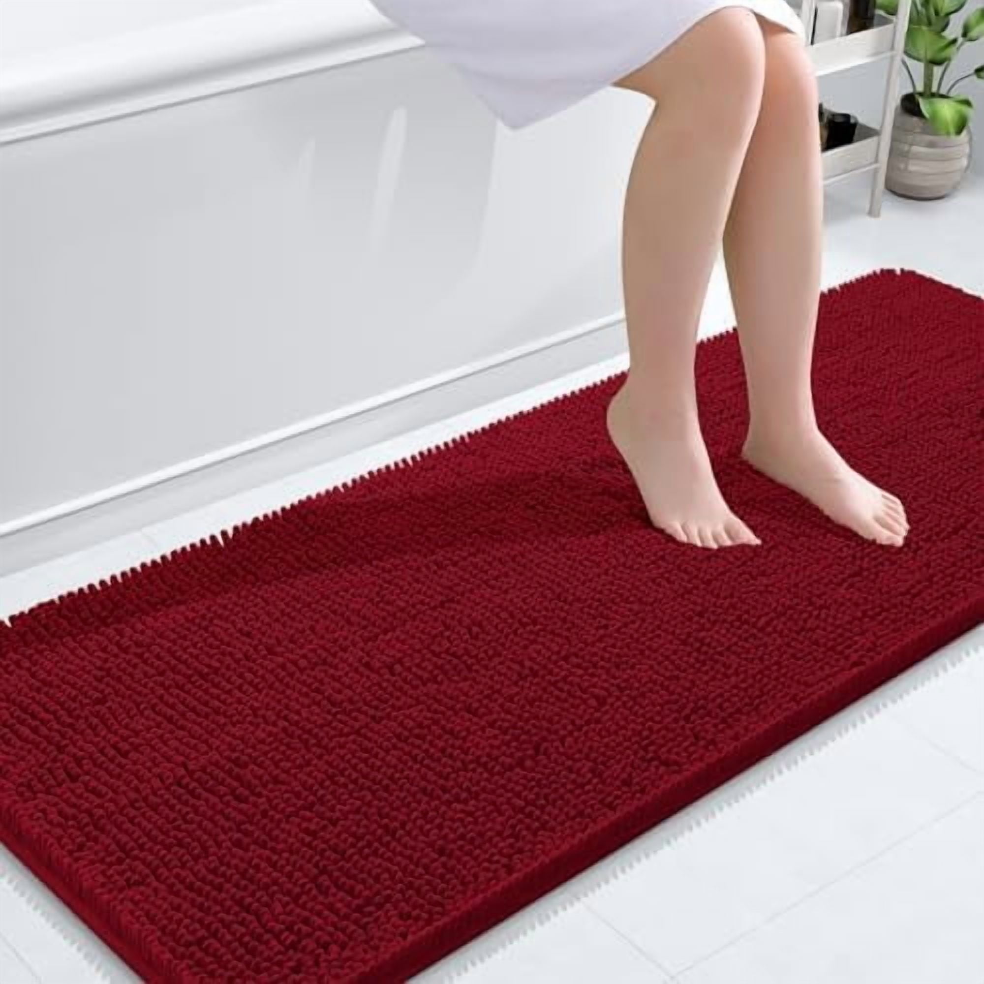 Bathroom Rugs 59x24, Extra Soft Absorbent Chenille Bath Rugs, Rubber ...