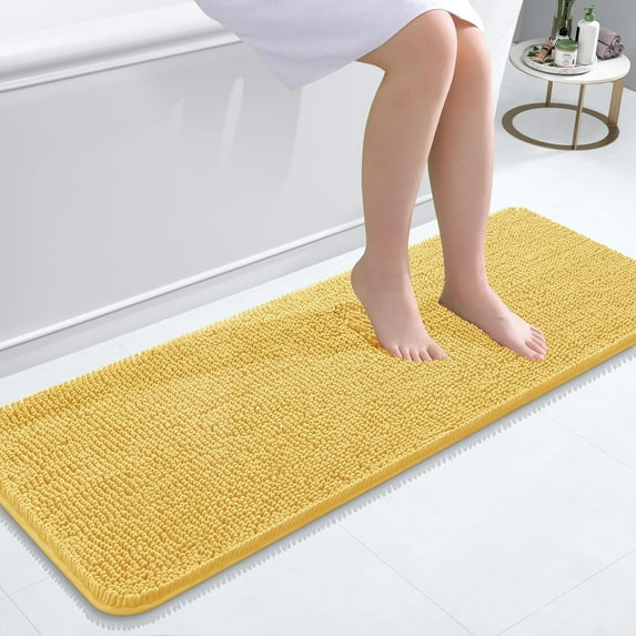 Bathroom Rugs 59x24, Extra Soft Absorbent Chenille Bath Rugs, Rubber Backing Quick Dry, Machine Washable Bath Mats for Bathroom Floor, Tub and Shower, Home Decor Accessories, White
