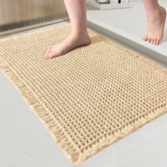Bathroom Rugs, Absorbent Non Slip Bath Rugs, Machine Washable Bath Mats for Bathroom Floor, Tub and Shower,Beige 17x24"