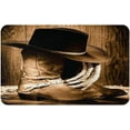 thumbnail image 1 of Bathroom Rugs Bath Mat,American West Rodeo Cowboy Black Felt Hat ATOP Worn Western Boots and Spurs,Non Slip Washable Bath Rugs Super Cozy Floor Rug Doormats Carpets for Tub Shower 30"x18", 1 of 6
