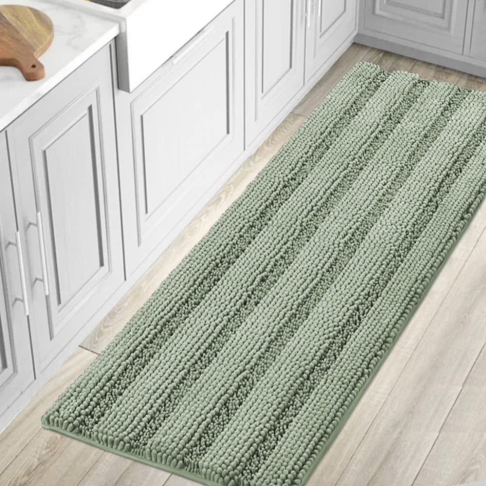HOMORE Bathroom Runner Rug 24 X 70 - Non Slip Washable Long Bath Mat, Black, Super Absorbent Microfiber