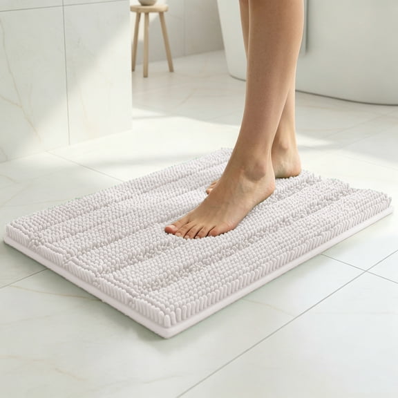 Bathroom Rug, Soft Absorbent Bathroom Mat and Bath Mat, Premium Microfiber Shag Bath Rug Machine Washable ,Beige 17" x 24"