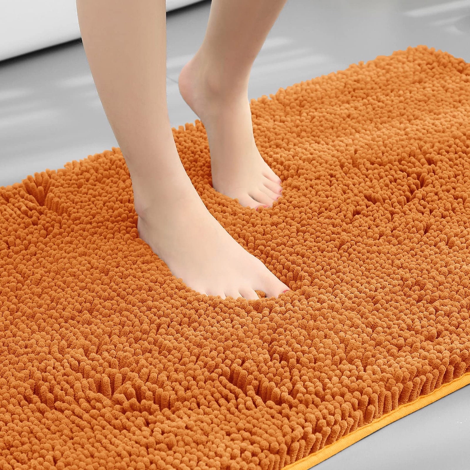 Bathroom Rugs Bath Mat Thick Soft Absorbent Chenille Bath Mats for Bathroom, Microfiber Dries Quickly, Shaggy Washable Rug, Plush Durable Rug, Bathtub and Shower Floor, 35" x 24", Champagne