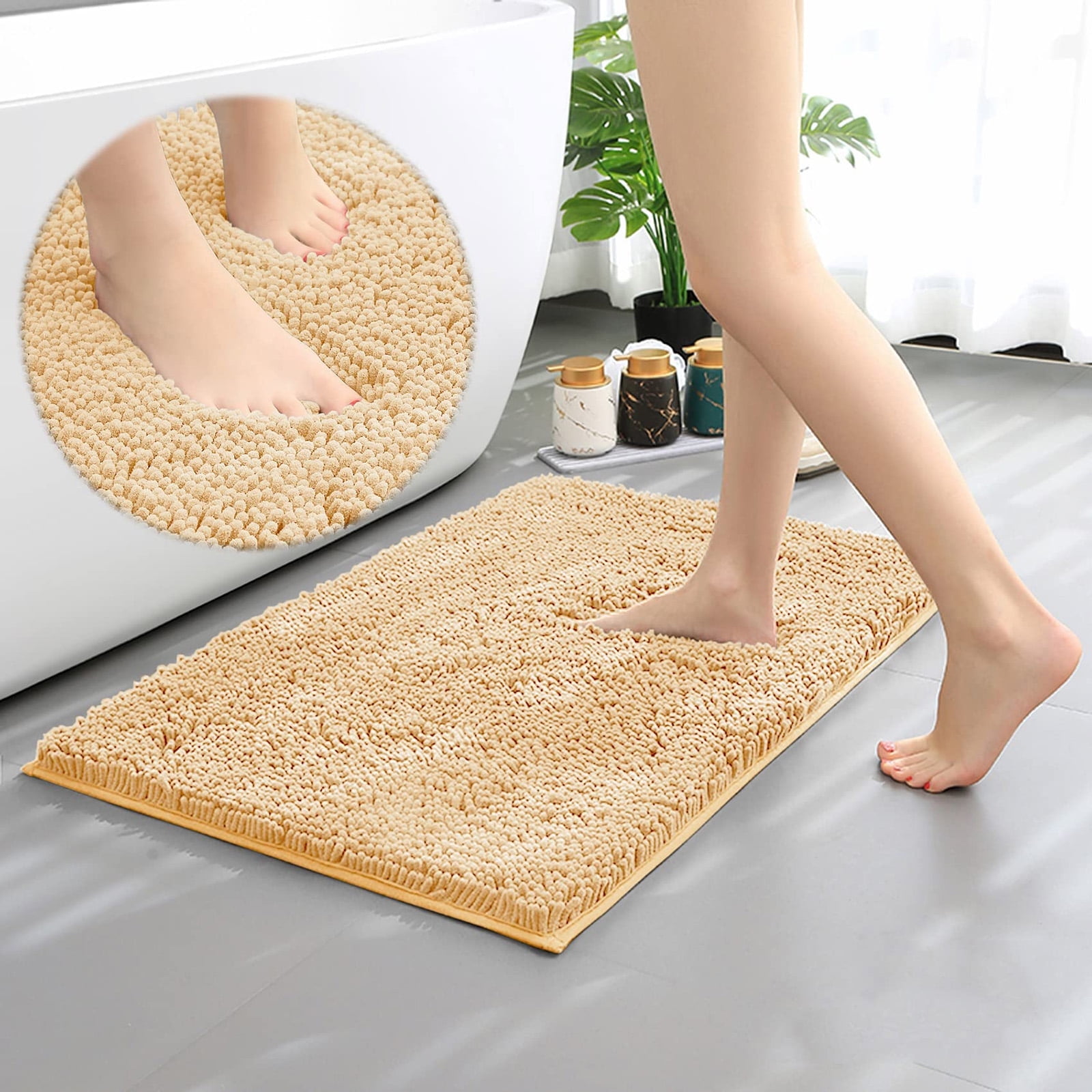 ILANGO White Bathroom Rug - Quick-Dry Non-Slip Bath Mat, Low Pile & Washable For Tub Or Sink - View #7