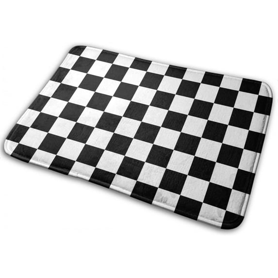 Bathroom Rugs, Bath Mats, Soft, Race Checkerboard Checkered Black and White Bathroom Rugs Non-Slip Bathroom Rug Mats for Bathroom, Bathtub, Living Room,18 x 30 Inch
