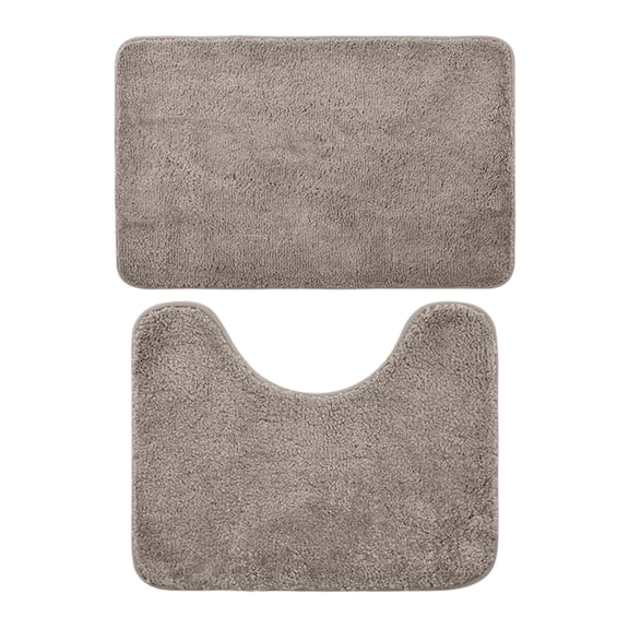 Bathroom Rugs Bath Rug Set 2 Piece Bathroom Contour Rug Toilet Mat Sets Non Slip Contour Bath Rug Thick Water Absorbent Striped Bath Mats Washable(L,Gray)