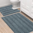 thumbnail image 1 of Bathroom Rugs Bath Rug Set 2 Piece Bathroom Contour Rug Toilet Mat Sets Non Slip Contour Bath Rug Ultra Thick Water Absorbent Striped Bath Mats(36" x 24" Plus 20" x 24" U, Stone Blue), 1 of 6