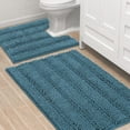 thumbnail image 1 of Bathroom Rugs Bath Rug Set 2 Piece Bathroom Contour Rug Toilet Mat Sets Non Slip Contour Bath Rug Ultra Thick Water Absorbent Striped Bath Mats(36" x 24" Plus 20" x 24" U, Turquoise Blue), 1 of 6