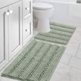 thumbnail image 1 of Bathroom Rugs Bath Rug Set 2 Piece Bathroom Contour Rug Toilet Mat Sets Non Slip Contour Bath Rug Ultra Thick Water Absorbent Striped Bath Mats Washable(20" x 32" Plus 20" x 20" U, Sage), 1 of 6
