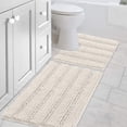 thumbnail image 1 of Bathroom Rugs Bath Rug Set 2 Piece Bathroom Contour Rug Toilet Mat Sets Non Slip Contour Bath Rug Ultra Thick Water Absorbent Striped Bath Mats Washable(20" x 32" Plus 20" x 20" U, Ivory), 1 of 6