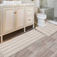 thumbnail image 1 of Bathroom Rugs Bath Rug Set 2 Piece Bathroom Contour Rug Toilet Mat Sets Non Slip Contour Bath Rug Ultra Thick Water Absorbent Striped Bath Mats Washable(47" x 17" Plus 20" x 20" U, Ivory), 1 of 6
