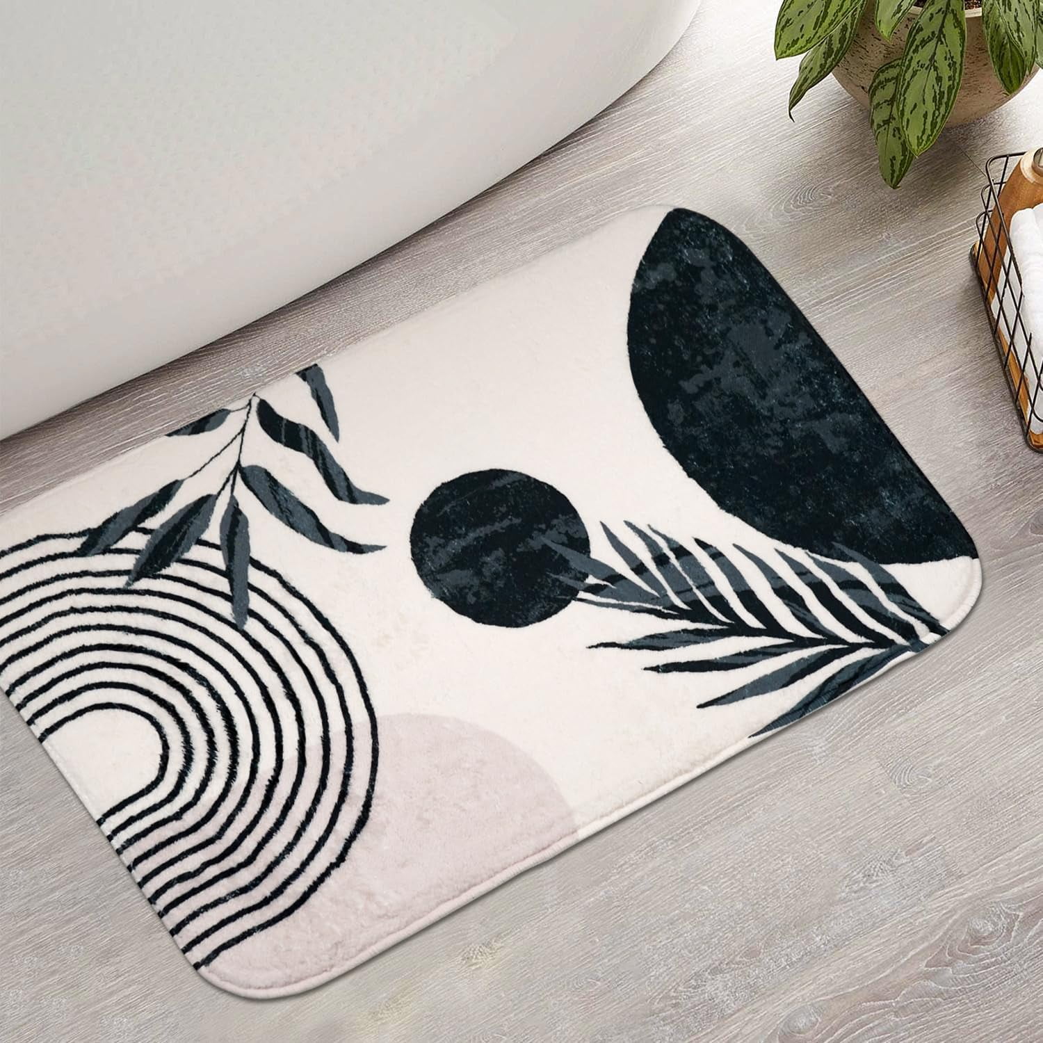 Bathroom Rugs Black and White Boho Bath Mat, Small Cute Bath Mat Non ...