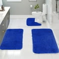 thumbnail image 1 of Bathroom Rugs Blue 3 Piece Shaggy Set - Extra Large High-Pile Plush Bath Mat, Soft Comfortable Water-Absorbent Non-Slip Toilet Floor Mat, Machine Washable Thick Durable Decor, 3 pcs, 1 of 9